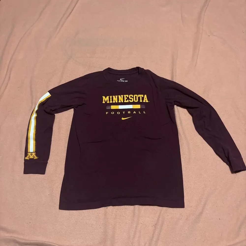 University Of Minnesota Golden Gophers Football Long Sleeve Nike Youth Large